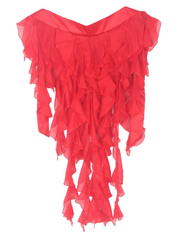 ヒップスカーフ レディース おしゃれ レッド フリル 九尾狐風 ベリーダンス インドダンス オリエンタル..