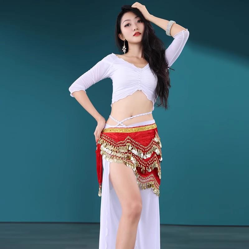 ヒップスカーフ ベリーダンス 腰 レディース おしゃれ 加重 ベルベット タッセル 金属 コイン 装飾 加幅