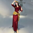 ワンピース レディース おしゃれ ベリーダンス 衣装 民族風 ロング 袖あり パフォーマンス ドレス 舞台衣装 舞娘 baladi 練習用 発表会