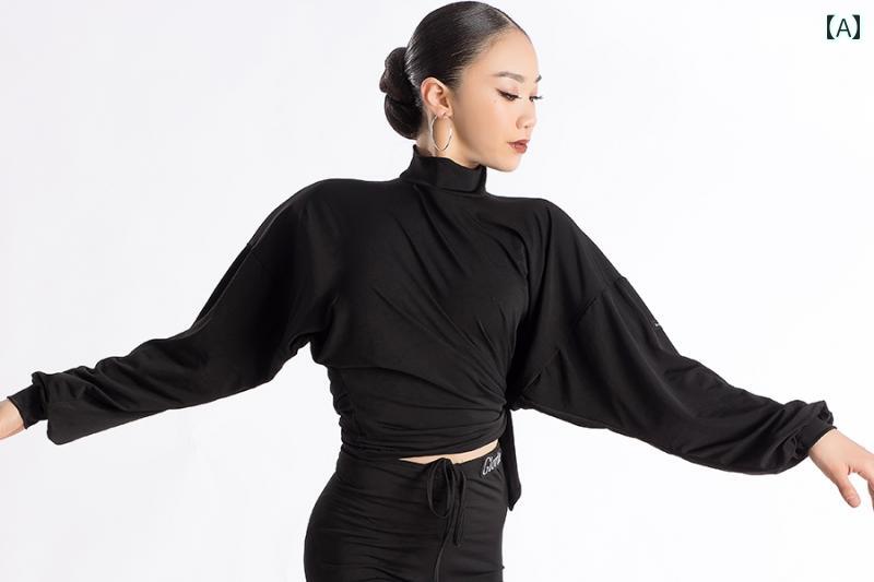 新品　豪華　社交ダンス　ドルマン　トップス　黒　レッスン　ラテン　4723 新品 豪華 社交ダンス ドルマン トップス 黒 レッスン ラテン 4723