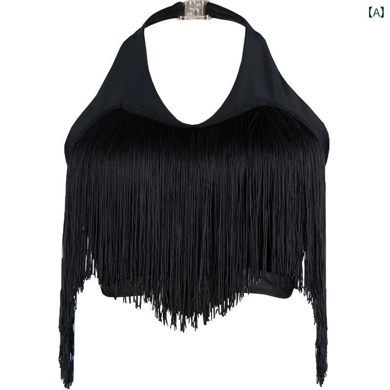 トップス レディース おしゃれ ラテンダンス ウェア ハイネック ノースリーブ フリンジ ダンス 衣装 練..
