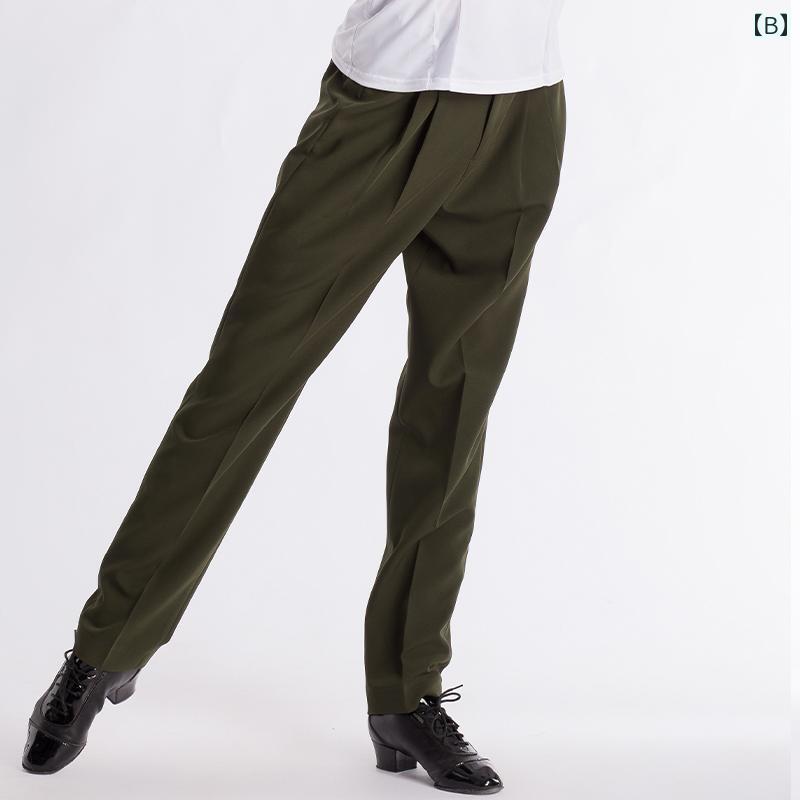 ダンスパンツ メンズ ハイウエスト ベルト 黒系 社交ダンス ストレート シンプル 舞台 演出 練習 形体 考級