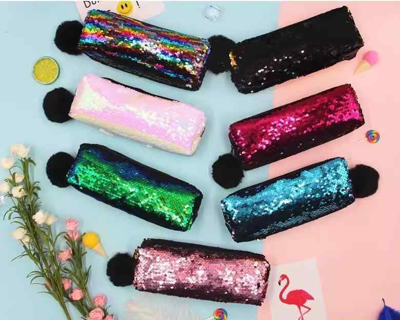 筆箱 ペンケース キッズ ジュニア 女の子 キラキラ スパンコール 装飾 ふわふわ ボンボン 文房具 勉強 ..