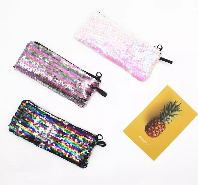 筆箱 ペンケース キッズ ジュニア 女の子 キラキラ スパンコール 文房具 勉強 道具 新学期 入学祝 プレゼント 個性的 かわいい ピンク レインボー 紫