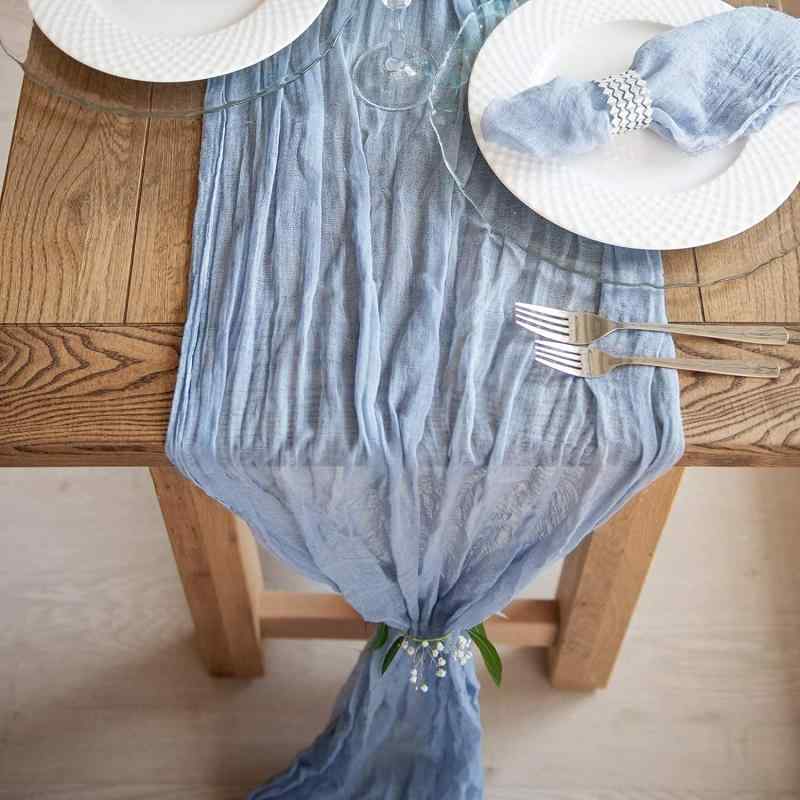 テーブルランナーおしゃれ 柔らかい ホーム パーティー クロス しわ 布 ねじれた ウェディング 誕生日 装飾 プリーツ ボヘミアン シアー 薄手 ベージュ アイボリー 黒