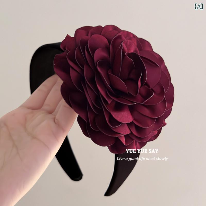 カチューシャ ヘアアクセサリー レディース ローズ 大花 フラワー アンティーク風 フェミニン 立体 花..