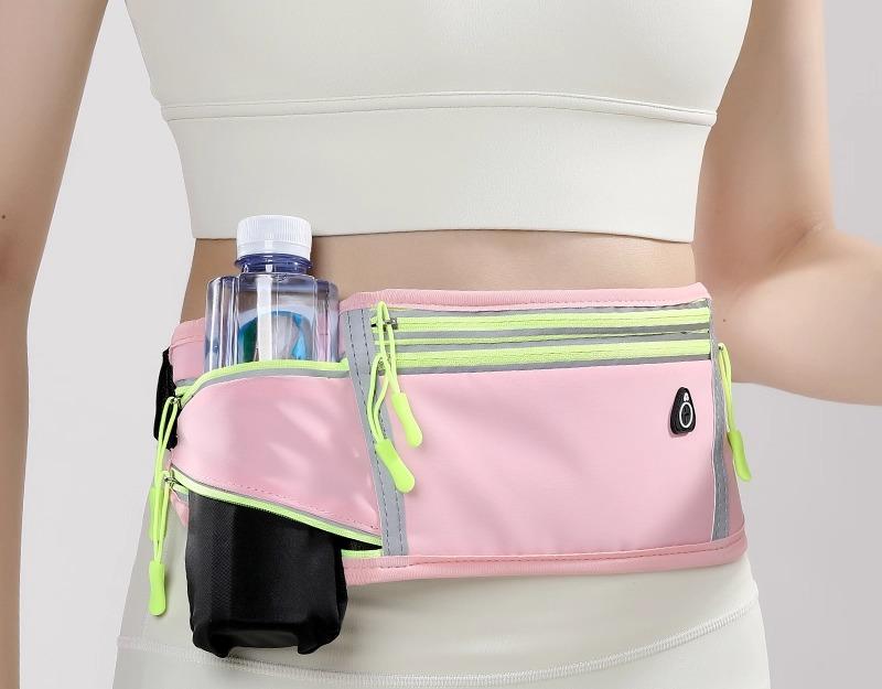 ウエストポーチ ドリンクホルダー 揺れにくい スポーツ 水筒 男女兼用 アウトドア ベルト 軽量 防水 黒 ピンク 青 シンプル カジュアル 薄手 大容量 通気性 反射 おしゃれ おでかけ