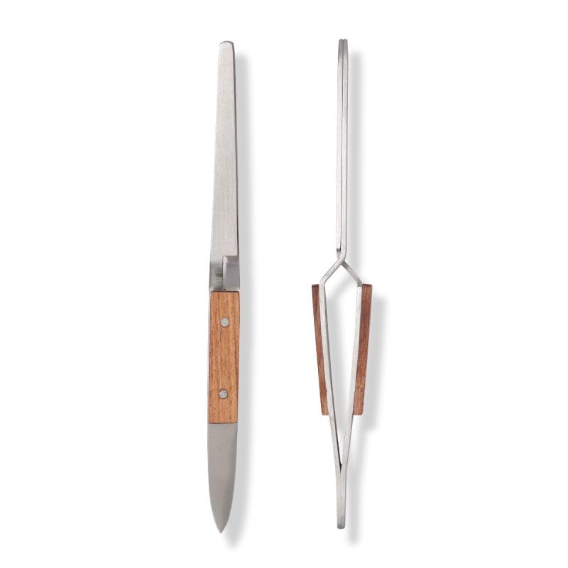 ピンセット ネイル アート シール ツール まつげ サロン 木製 ハンドル シェーピング クリップ ステン..