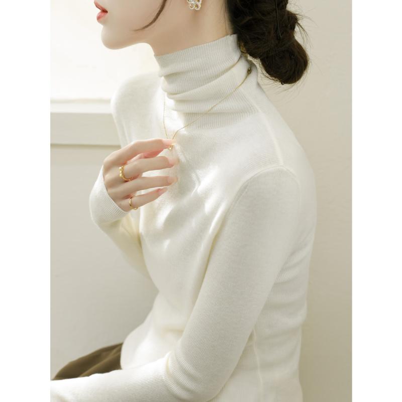 Turtleneck - ニット レディース おしゃれ 大人 オフィス トップス タートルネック 長袖 ウール スリムフィット 秋冬 シンプル 無地 上品