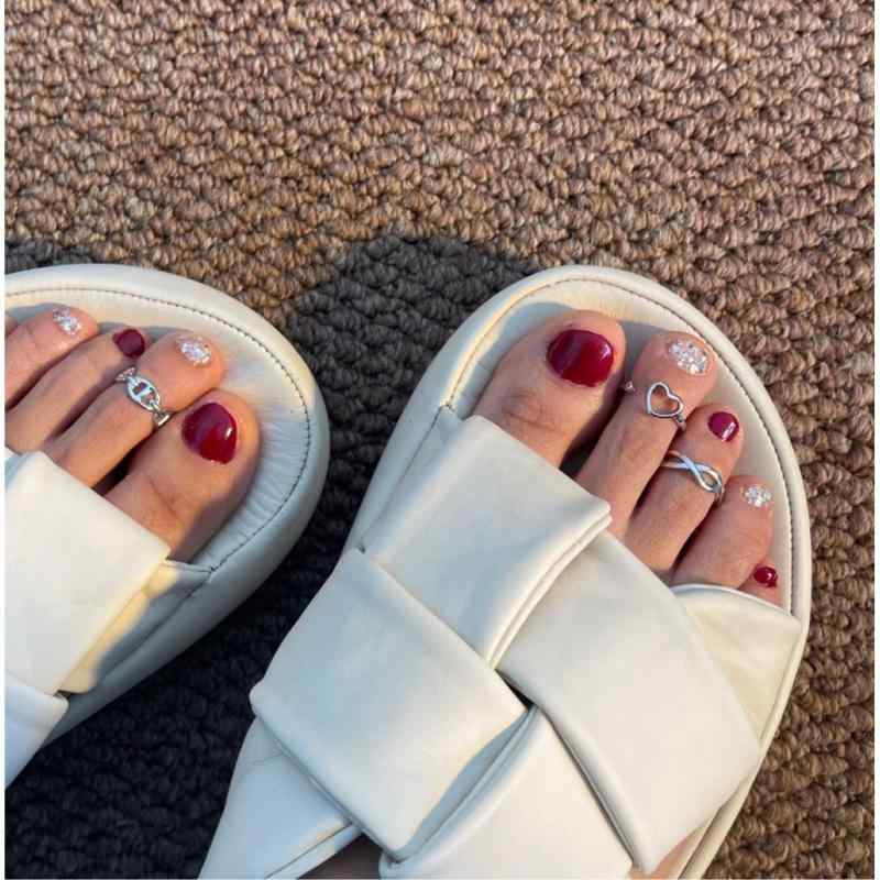 足指 リング 編み込み シルバー 個性的 オープン 女性 ハート アクセサリー シンプル レトロ カジュアル おしゃれ おでかけ 普段使い プレゼント 韓国