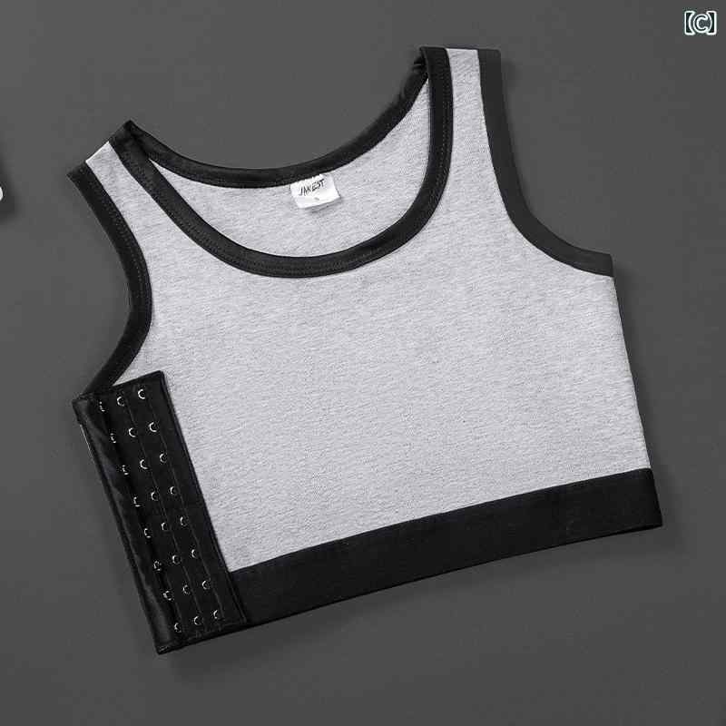 スポーツブラ 揺れにくい レディース 胸つぶし ナベシャツ インナー 大きいサイズ 吸汗性 通気性 サイドホック スポーツ コスプレ 男装 シンプル スポーティ 黒 白 グレー