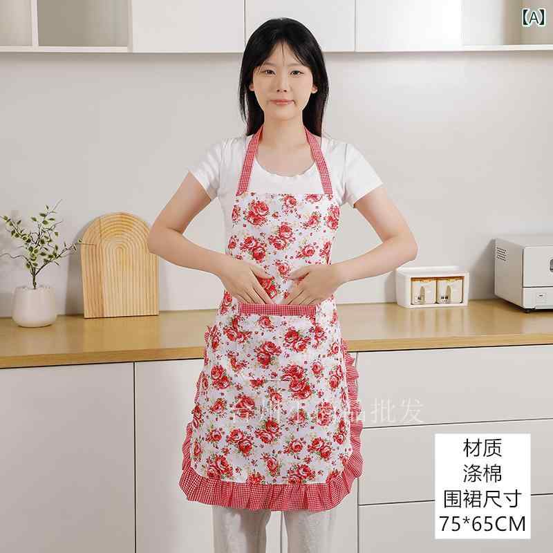 エプロン レディース おしゃれ プレゼント 花柄 フリル 首掛け 大人 キッチン 家事 宴会 酒席 かわいい..