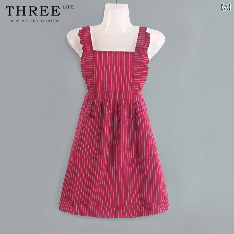 Gingham Aprons - エプロン レディース おしゃれ プレゼント 韓国 プリンセス フリル 綿 夏 花柄 防汚 かわいい キッチン レストラン