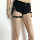 レッグアクセサリー レディース 黒 パンク セクシー チェーン 皮ベルト ショートパンツ 小物 太もも ベルト タイガー ストリート 辛口 韓国 大人 コーデ ...