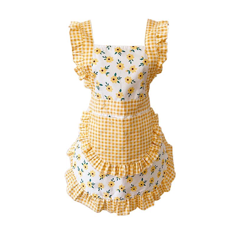 エプロン レディース おしゃれ プレゼント プリンセス 綿 通気性性 カントリー 調 小花柄 フリル 韓国 ..