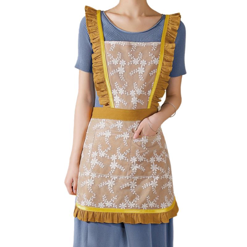 材質: - 用途: 防汚 サイズ: フリーサイズ スタイル: 韓国 要素: ナチュラル カラー: ジンジャーイエロー.ライトグリーン.ダークグレー.ピンク.ピンク刺繍エプロン（中丈）+袖カバー.ジンジャーイエロー刺繍エプロン（中丈）+シンプ...