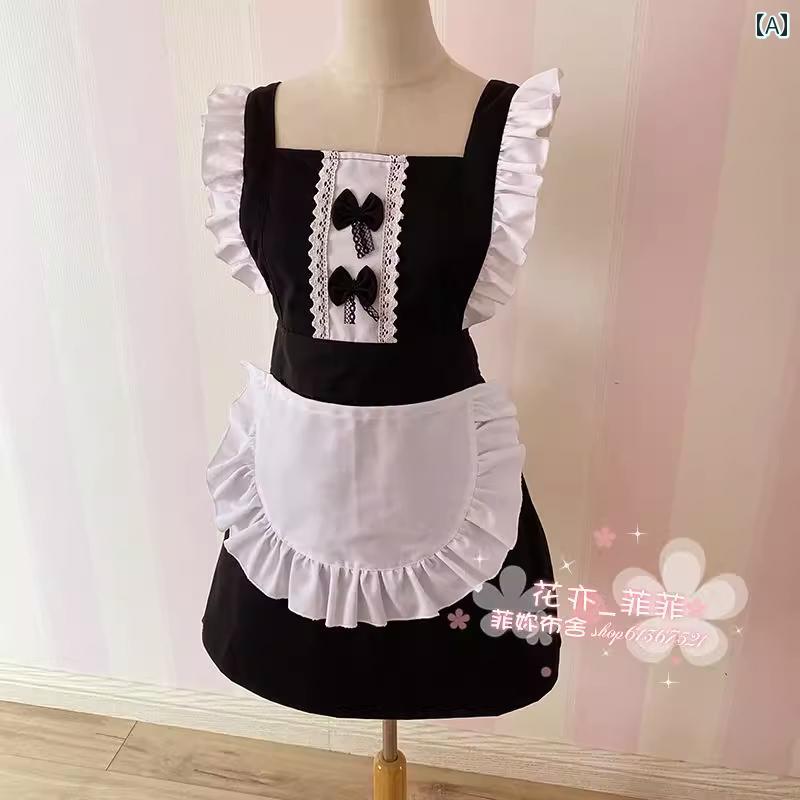 エプロン レディース おしゃれ プレゼント フリル 黒 白 防水 防油 可愛い 花柄 メイド風 キッチンウェア 家事 仕事服