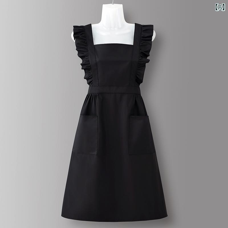 エプロン レディース おしゃれ プレゼント フリル 防油 防水 かわいい キッチン 美容院 飲食店 家庭用 家事 シンプル