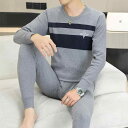 インナー メンズ 肌着 快適 綿 秋冬 長袖 長ズボン 薄手 クルーネック 無地 シンプル 部屋着 パジャマ セットアップ