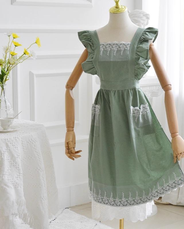 Sommelier Aprons - エプロン レディース おしゃれ プレゼント プリンセス フレンチ 宮廷風 レトロ 無地 キッチン 家事 料理 掃除 防汚 ベーキング
