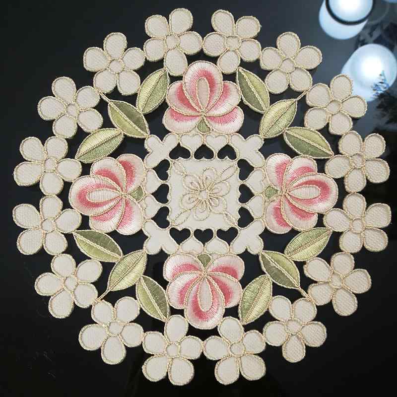 コースター おしゃれ 来客 手作り 刺繍 布製 ローズ 花柄 ヨーロピアン カントリー 調 シンプル テーブルマット 飲み物用