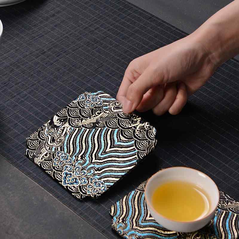 コースター おしゃれ 来客 茶道 テーブルマット テーブルランナー 中国風 和柄 麻布 カップマット ティーマット ティータイム 伝統柄