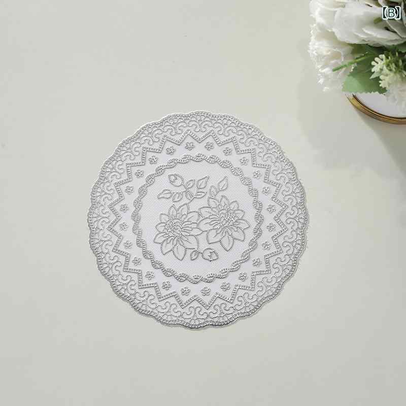 コースター おしゃれ 来客 白 シルバー クラシック PVC プラスチック ホテル 食卓 マット グラスマット 耐熱 トレー 小物敷き 灰皿マット