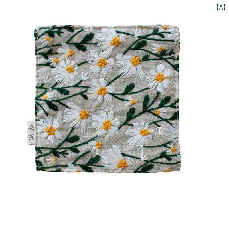 コースター おしゃれ 来客 刺繍 方形 碗置き 鍋敷き ティーマット 多肉植物 装飾 ラミー