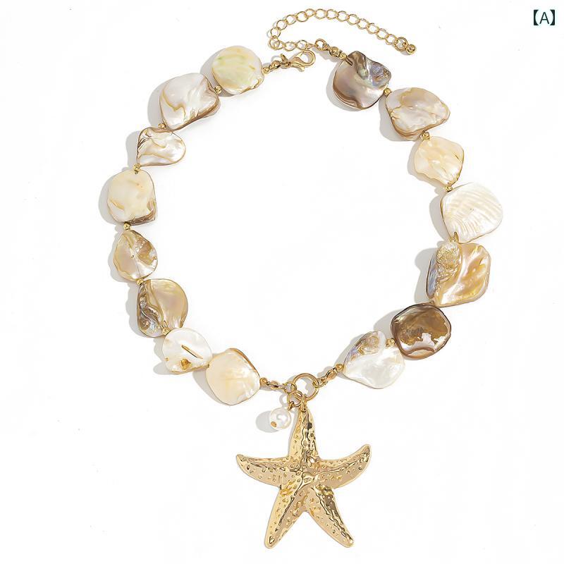 Collar Mujer Moda Tetona Irregular Concha Marino Encanto Estrella de Mar Verano Playa Accesorios Fotos — vista 2
