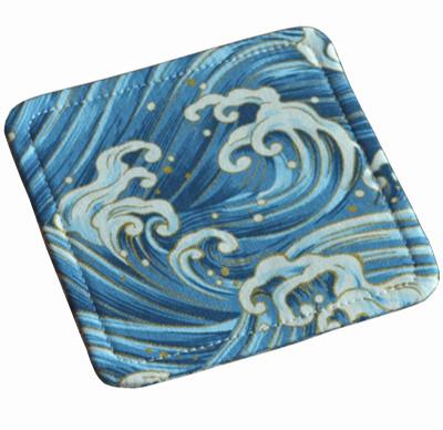 コースター おしゃれ 来客 和風 綿 花柄 波模様 猫 柄 12cm シンプル 二重構造 キッチン カフェ 茶道 断熱