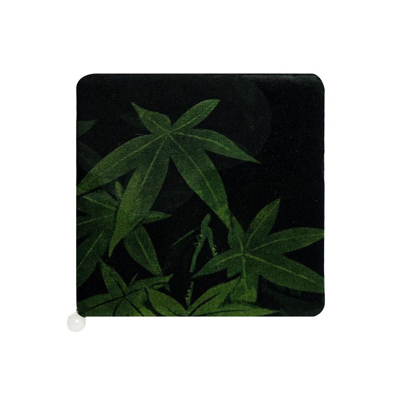 コースター おしゃれ 来客 中国風 方形 珠 茶道 インテリア グリーン リーフ柄 滑り止め