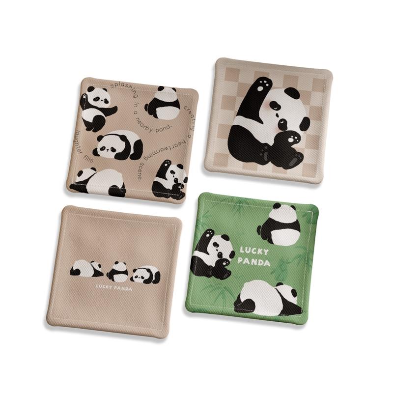 コースター おしゃれ 来客 パンダ柄 速乾 吸水 布製 北欧風 アート 軽量 滑り止め 大人 かわいい シンプル