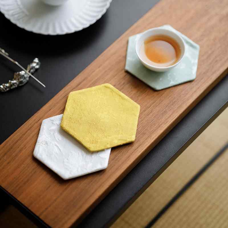 コースター おしゃれ 来客 中国風 六角形 両面 吸水 綿麻 茶器用 ティータイム インテリア シンプル