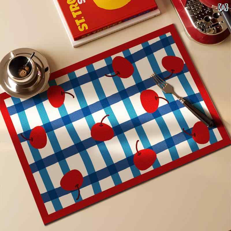 キッチン 吸水マット テーブルマット コースター おしゃれ 来客 バーカウンター ティーマット クリスマス チェック柄 りんご柄 吸水 速乾 隔熱 多機能