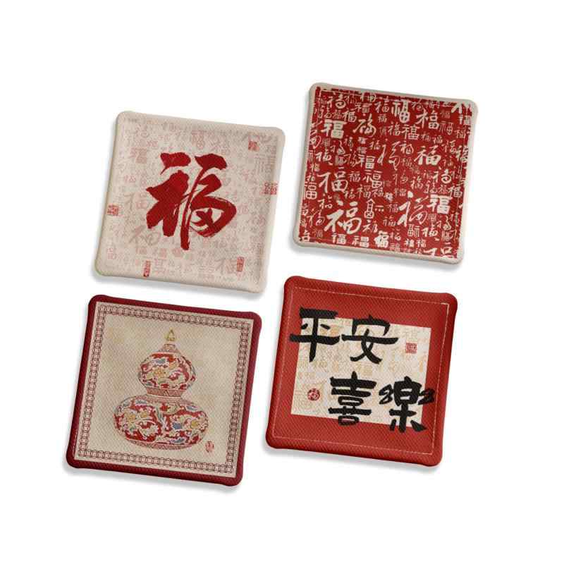 コースター おしゃれ 来客 中国風 布 吸水 速乾 芸術 断熱 滑り止め 福字 かわいい