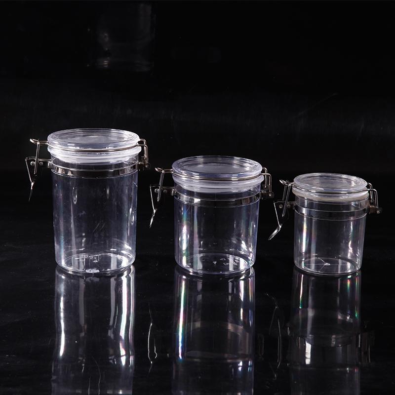 保存容器 プラスチック キッチン 収納 整理 仕分け ボトル 便利 乾物 スパイス クリア ディスプレイ 密閉 金属 バックル カバー 蓋 シンプル 棚