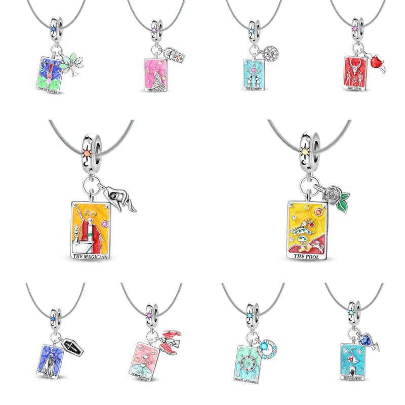 Rakuten - ネックレス おしゃれ タロット 光沢 ペンダント ギフト 普段使い 旅行 アクセサリー スクエア ステンレス スチール リング ミニ 死神 悪魔 青 ピンク 緑