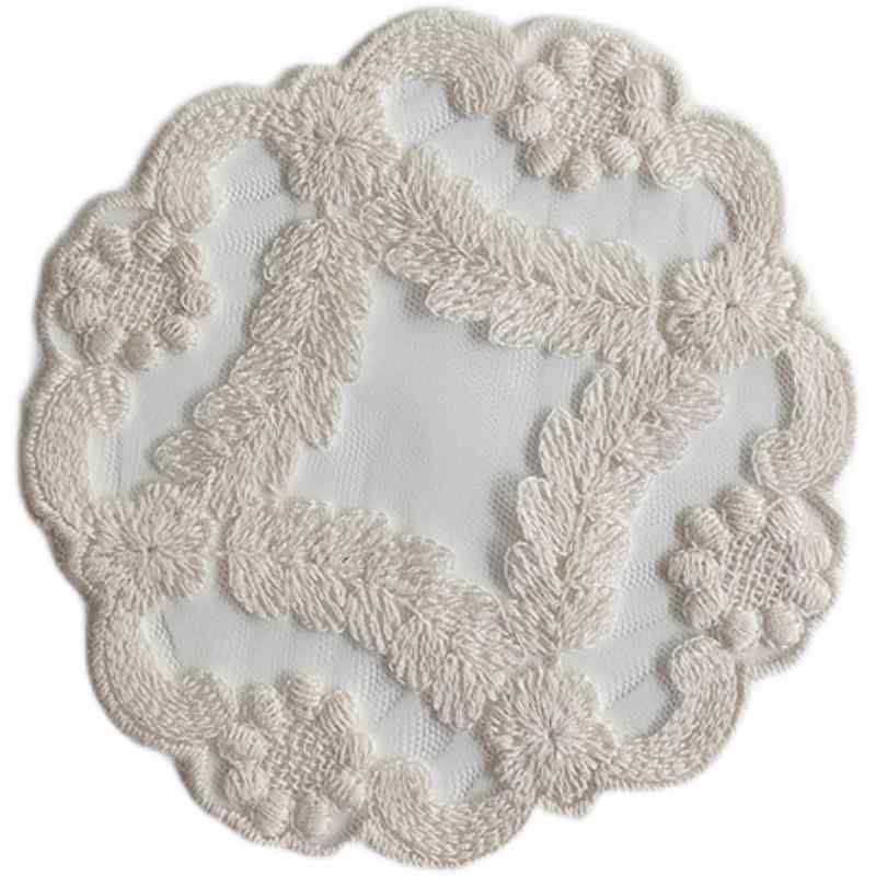 コースター ヨーロピアン レース 刺繍 丸型 吸水 円形 透け フレンチ ヴィンテージ風 装飾 小物置き インテリア