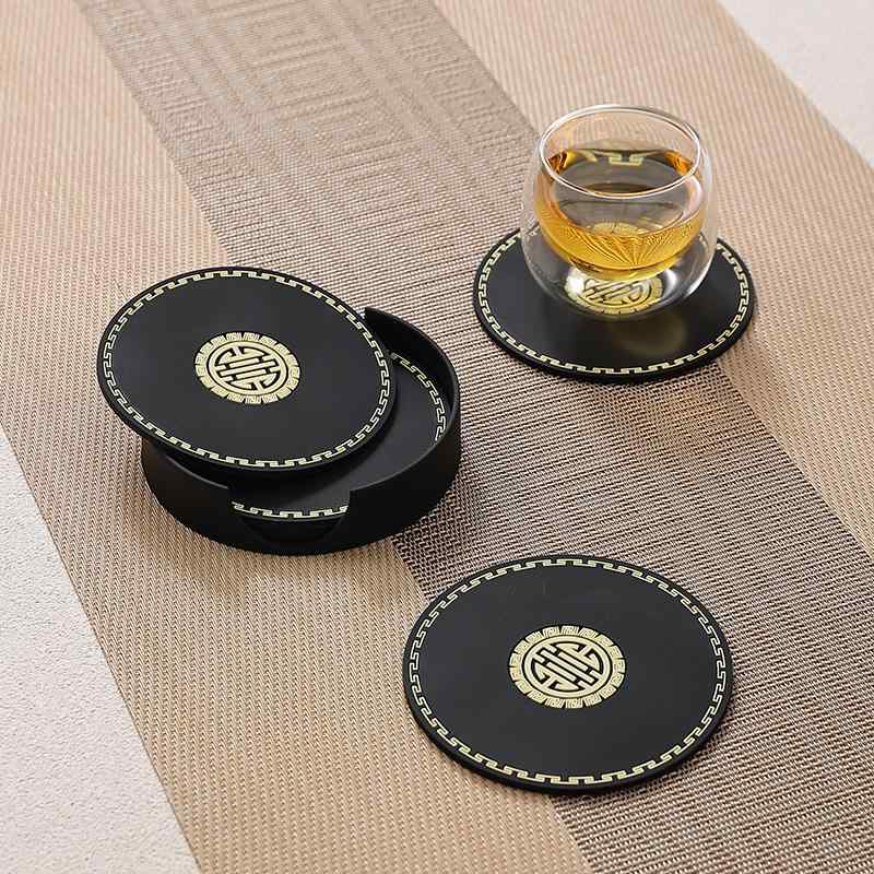 花瓶敷き おしゃれ ランチョンマット 中国風 茶杯 コースター マット 滑り止め 喜び 隔熱 耐熱 鍋敷き