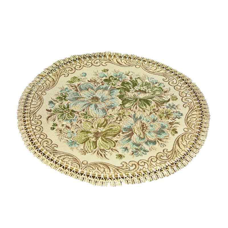 花瓶敷き おしゃれ コースター ヨーロピアン 花柄 テーブル インテリア カップ ティー マット 丸型 上品 華やか 卓上 装飾 アクセント 多用途