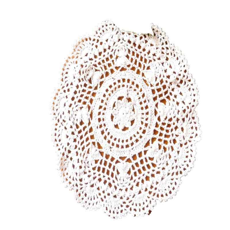 テーブルクロス 手作り かぎ針編み レース 綿 ダイニング キッチン インテリア 花柄 円形 透かし 模様 家庭用 デコレーション