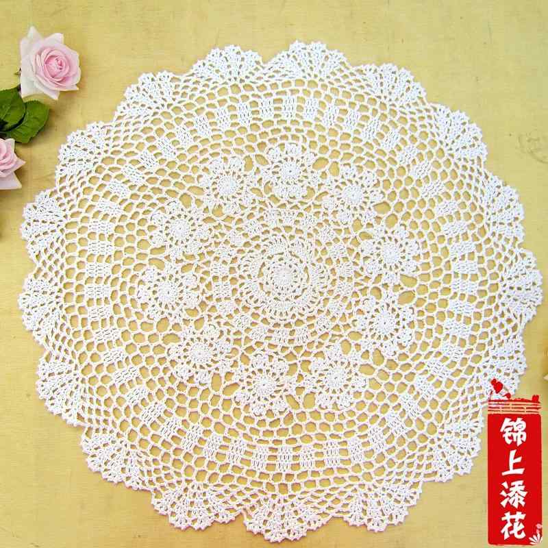 テーブルクロス 丸型 コットン かぎ針編み レース カントリー 調 小型 デコレーション 婚礼 テーブル ..