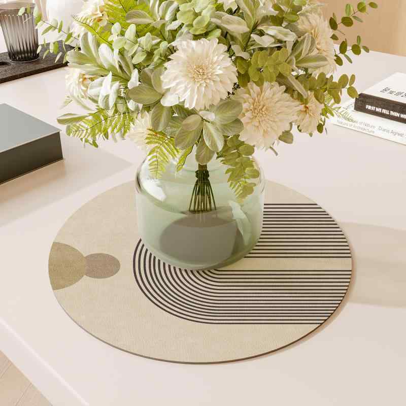 Lunch Mat - 花瓶敷き おしゃれ マット 円形 オフィス テーブル 花盆 コースター ディッシュマット