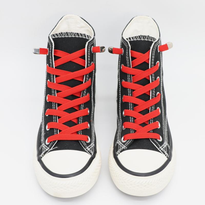 靴紐 ゴム 大人 子供 幅広め 伸びる 装飾 小物 アクセサリー シューレース スニーカー ハイカット ランニングシューズ シンプル カジュアル おしゃれ 黒 赤 青