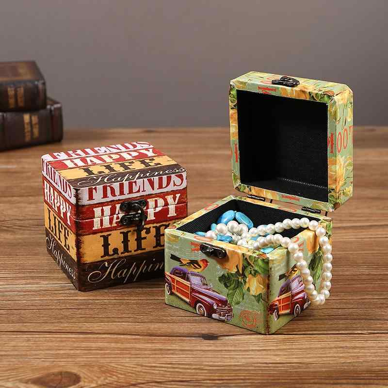 アクセサリーケース 持ち運び 小さい ネックレス ブレスレット 収納 ボックス レザー 木製 合金 スクエア 厚手 卓上 小物入れ レトロ おしゃれ 花柄 馬 エッフェル塔