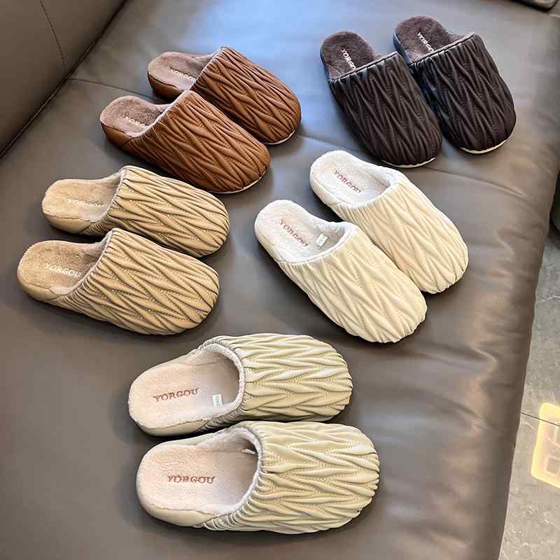 ルームシューズ レディース おしゃれ メンズ 秋冬 厚底 防水 PU あったか 暖かい 室内 シンプル 快適