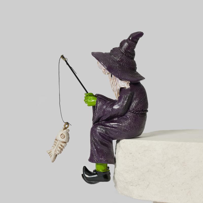 ハロウィン 置物 魔女 釣り ダーク 卓上 装飾 インテリア デコレーション おもしろ ギフト アヒル タコ スカル 指 白 黄色 青 ホラー