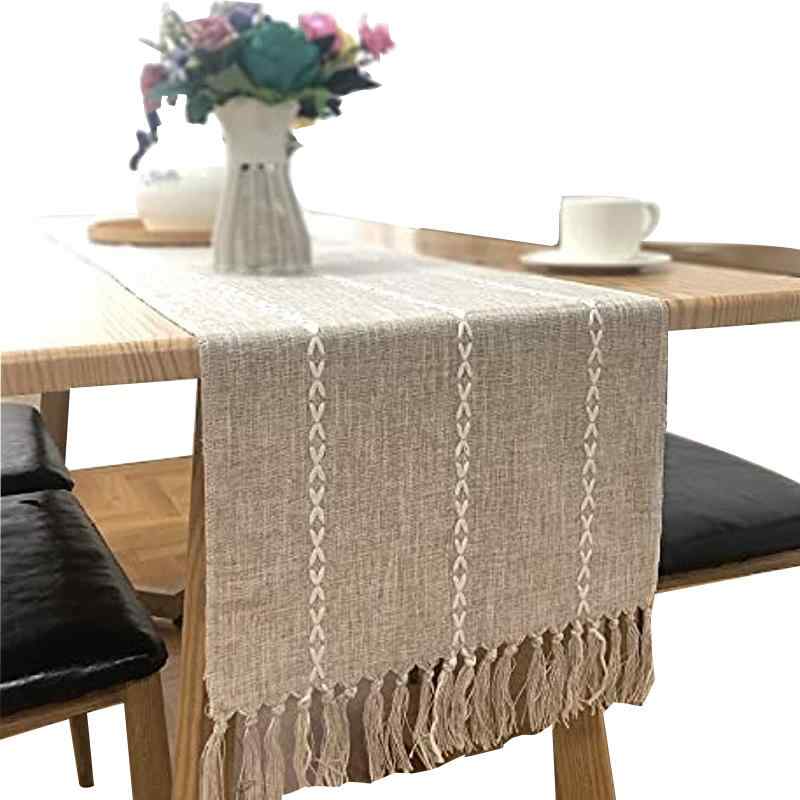 テーブルランナー おしゃれ インテリア レトロ タッセル 中華風 手作り 編み込み 農家風 綿麻 ダイニング 装飾