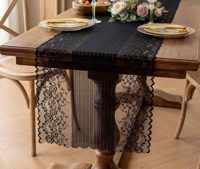 テーブルランナー おしゃれ インテリア レース フレンチ風 ヨーロピアン アメリカン ガーデン風 透け ..