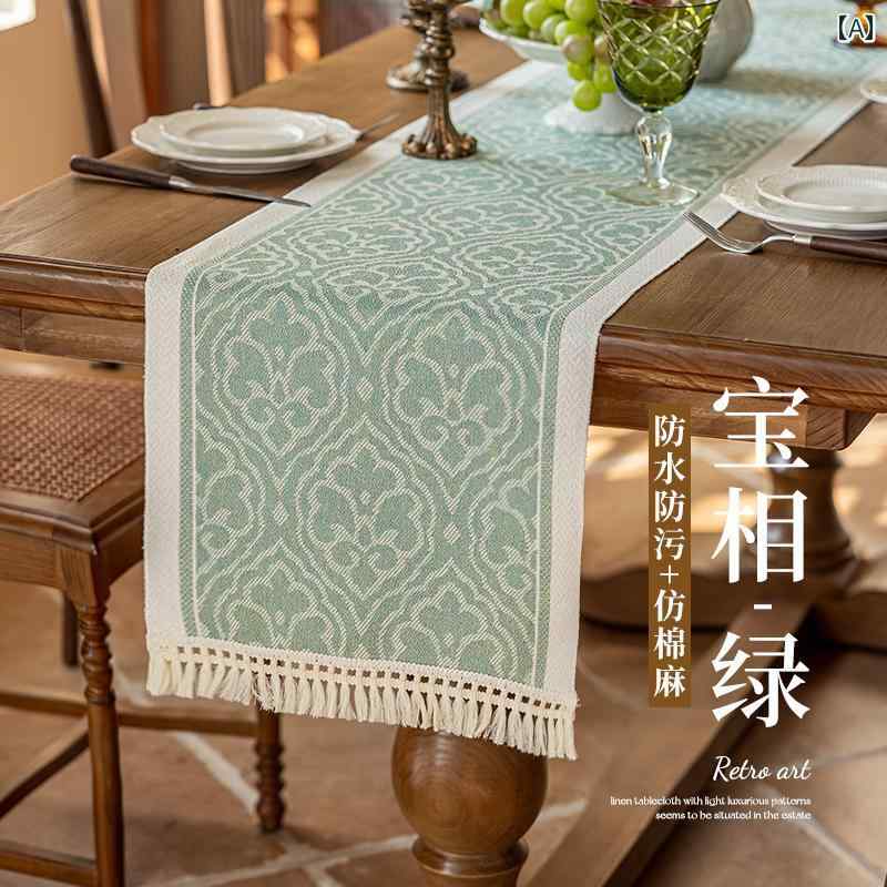 テーブルランナー おしゃれ インテリア 北欧風 長方形 レトロ フェイクコットンリネン 防水 厚手 茶席 テレビ台用